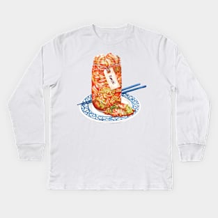 Kimchi- Watercolour Food Illustration Kids Long Sleeve T-Shirt